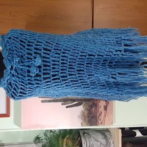Open Knit Fringe Poncho